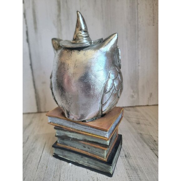 Rustic Halloween owl book stack Unique Home Decor silver - Picture 5 of 7